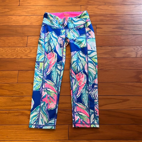 🔥LAST CHANCE🔥 Lilly Pulitzer Leggings Womens XS Pink Blue Casa - Picture 1 of 7